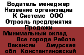 Водитель-менеджер › Название организации ­ К Системс, ООО › Отрасль предприятия ­ Продажи › Минимальный оклад ­ 35 000 - Все города Работа » Вакансии   . Амурская обл.,Константиновский р-н